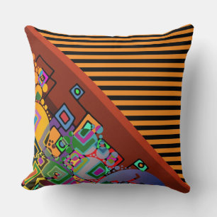 Coussin Motif étroit noir + art abstrait