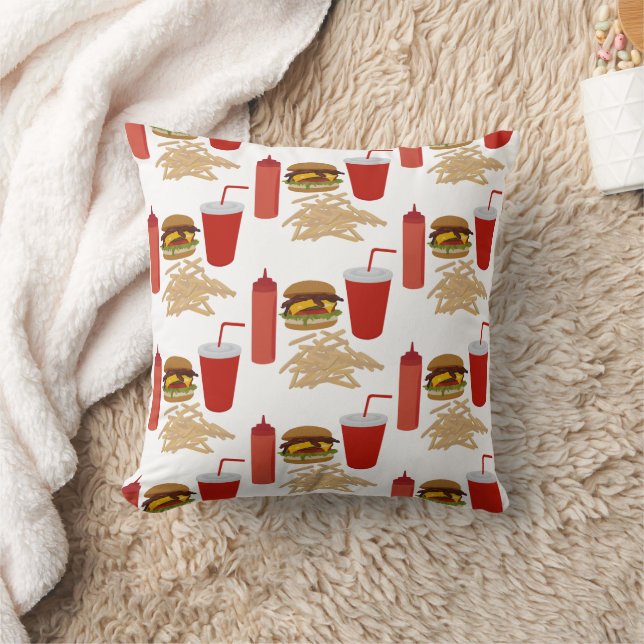 Coussin Motif Fast Food Burger Fries (Couverture)