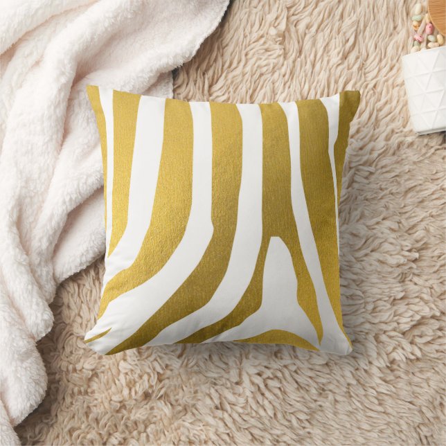 Coussin Motif Faux Gold Zebra Print Stripes (Couverture)