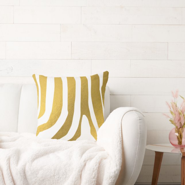 Coussin Motif Faux Gold Zebra Print Stripes (Canapé)