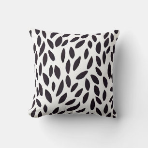 Coussin motif feuille Abstrait noir et blanc
