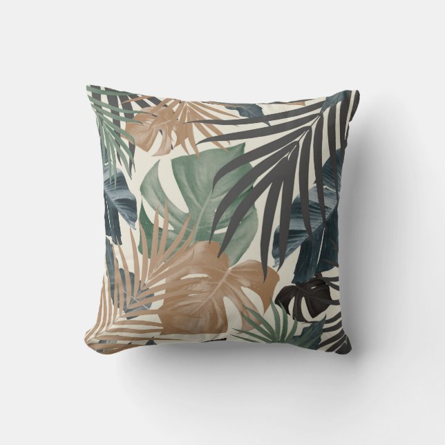 Coussin Motif Feuille de la Jungle tropicale #13a (Recto)