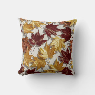 Coussin Motif feuille d'érable Brown d'or