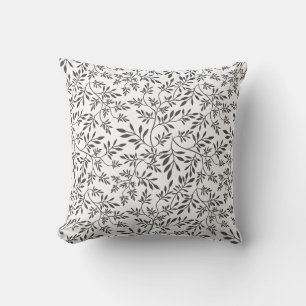 Coussin Motif feuille gris et blanc