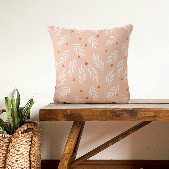 Coussin Motif Feuille moderne Apricot rose (Créateur téléchargé)