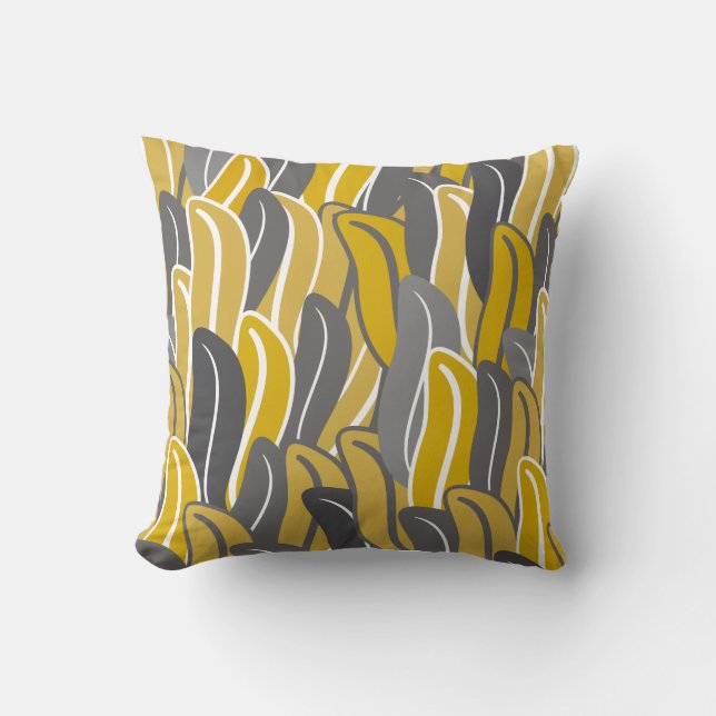 Coussin motif feuille Ochre (Recto)