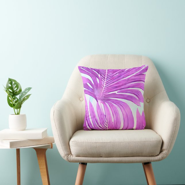 Coussin Motif Feuille Tropical Pink Palm Tree (Chaise)
