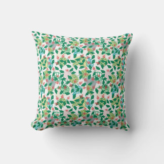 Coussin Motif feuille verte tropicale et fleur rouge – Bot