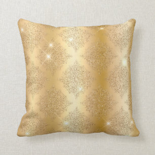 Coussin Motif Filigrane Glam Pailleté et Feuille Métallisé