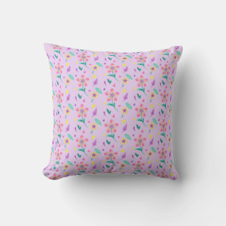 Coussin Motif Fleur Pastel – Dessin Floral Aquarelle Migno