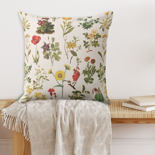 Coussin Motif Fleur sauvage vintage (In situ)