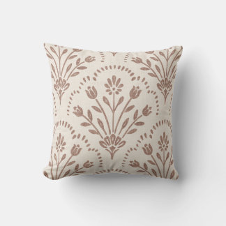 Coussin Motif fleur scallop brun chaud texturé