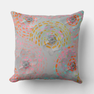 Coussin Motif fleuri coloré avec lignes graphiques pointil