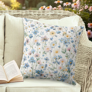 Coussin Motif fleuri de jardin de campagne botanique