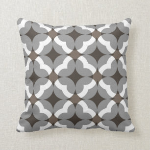 Coussin Motif floral abstrait de trèfle dans le Taupe et