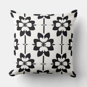 Coussin Motif floral abstrait noir et blanc