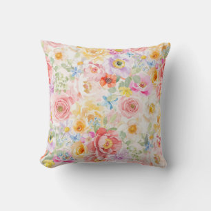 Coussin Motif floral aquarelle de printemps moderne mignon
