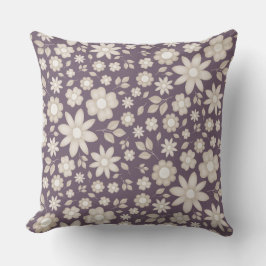 Coussin Motif floral aquarelle prune romantique assourdi
