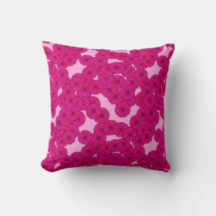 Coussin Motif floral Art Déco - magenta sur rose