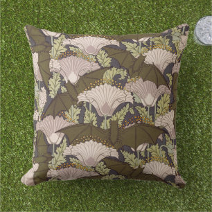 Coussin Motif floral Art nouveau vintage avec chauve-souri