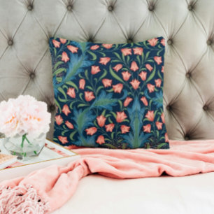 Coussin Motif floral bleu et rose de William Morris