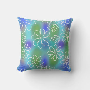 Coussin Motif floral bleu et vert sans couture