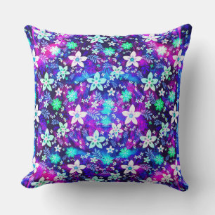 Coussin Motif Floral Bleu - Fleur Edelweiss géométrique T