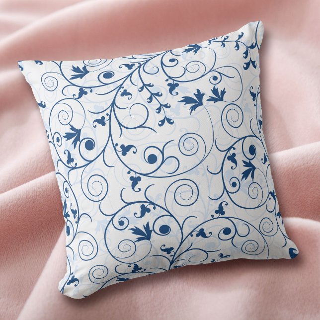 Coussin Motif floral bleu sur blanc (Créateur téléchargé)