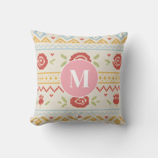 Coussin Motif floral boho nordique folklorique personnalis