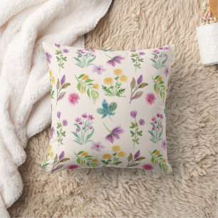 Coussin Motif floral botanique victorien sombre et maussad