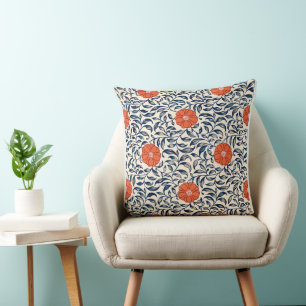 Coussin Motif floral chinois (fleur orange)