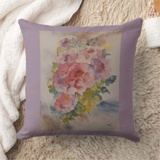 Coussin motif floral couleur eau