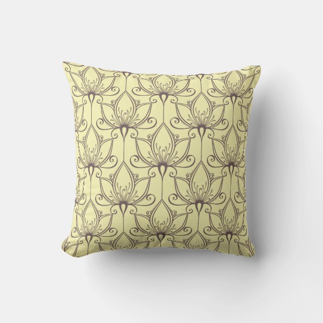 Coussin Motif floral crème (Recto)