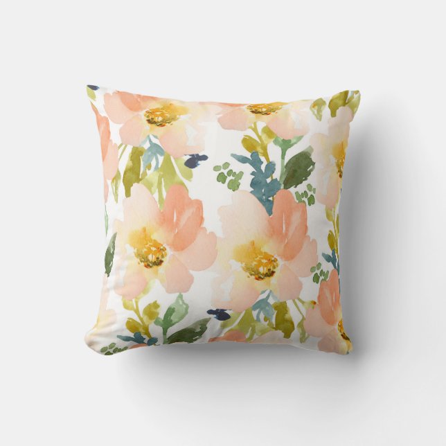 Coussin Motif floral d'aquarelle mignonne (Recto)