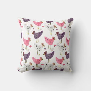 Coussin Motif floral de coq à l'aquarelle