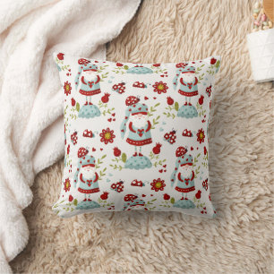 Coussin Motif floral de gnome scandinave mignon
