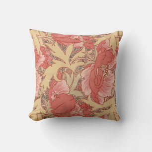 Coussin Motif floral de Nouveau d'art de pavots de William