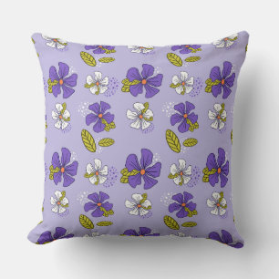 Coussin Motif floral de printemps en violet