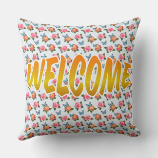 Coussin Motif floral de roses de bienvenue