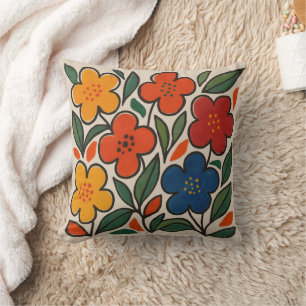 Coussin Motif floral de style rétro des années 1960