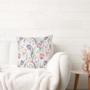 Coussin Motif floral de tulipe scandinave