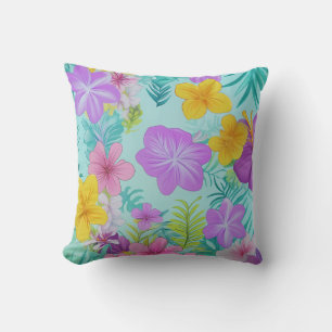 Coussin Motif floral d'été tropical - Hibiscus lumineux
