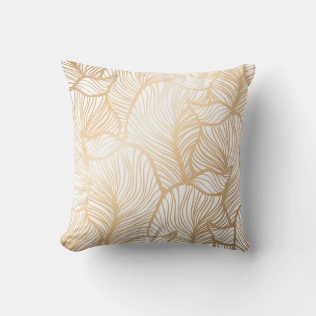 Coussin Motif floral d'or de damassé (Recto)