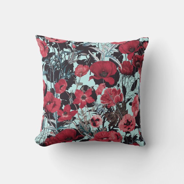 Coussin Motif floral du pavot (Recto)