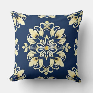 Coussin Motif floral élégant avec accents dorés
