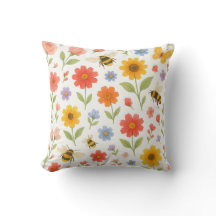 Motif floral et abeille rose orange jaune
