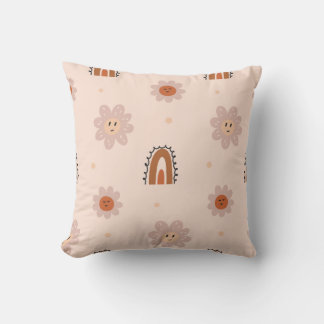 Coussin Motif floral et arc-en-ciel