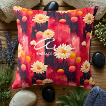 Motif floral expressif aux tons rouges et coraux