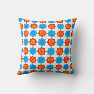 Coussin Motif floral folklorique festif | Fleur rouge et b