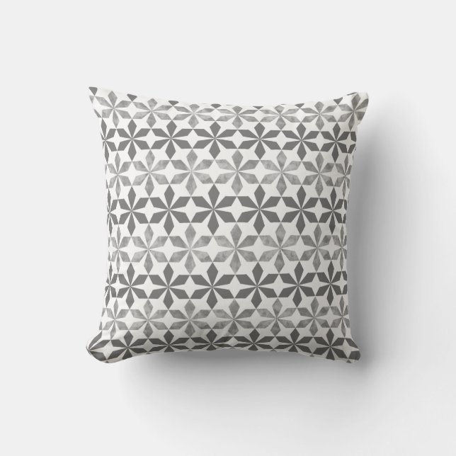 Coussin Motif floral gris argenté (Recto)